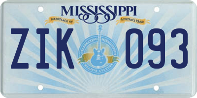 MS license plate ZIK093