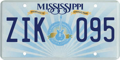 MS license plate ZIK095