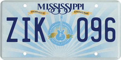 MS license plate ZIK096