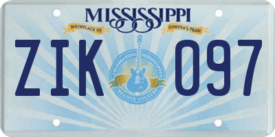MS license plate ZIK097