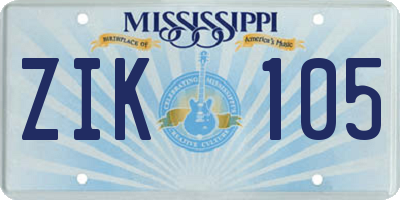 MS license plate ZIK105