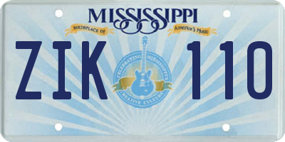 MS license plate ZIK110
