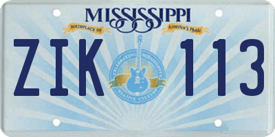 MS license plate ZIK113