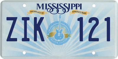 MS license plate ZIK121