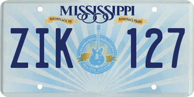 MS license plate ZIK127