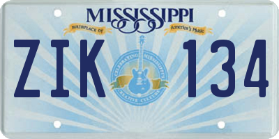 MS license plate ZIK134