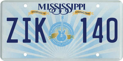 MS license plate ZIK140
