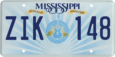MS license plate ZIK148