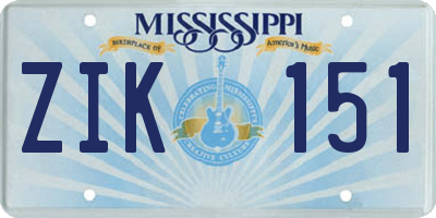 MS license plate ZIK151