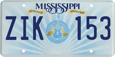 MS license plate ZIK153
