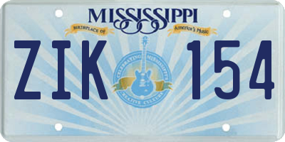 MS license plate ZIK154