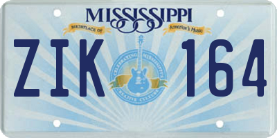 MS license plate ZIK164