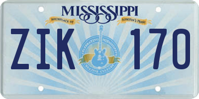 MS license plate ZIK170