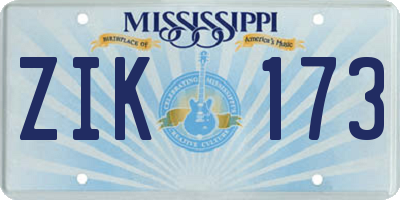 MS license plate ZIK173