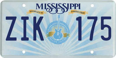MS license plate ZIK175