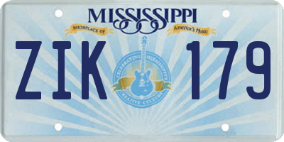 MS license plate ZIK179