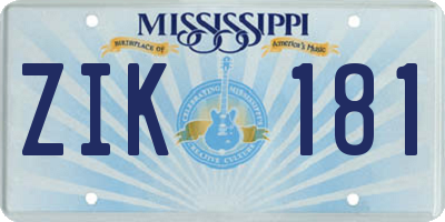 MS license plate ZIK181