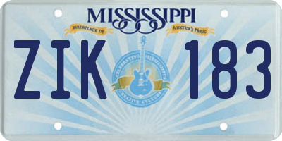 MS license plate ZIK183