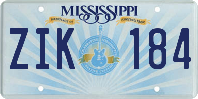 MS license plate ZIK184