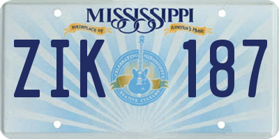 MS license plate ZIK187