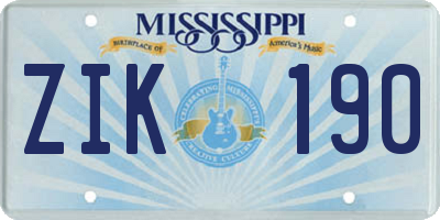 MS license plate ZIK190