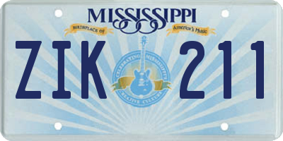 MS license plate ZIK211