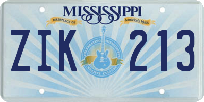 MS license plate ZIK213