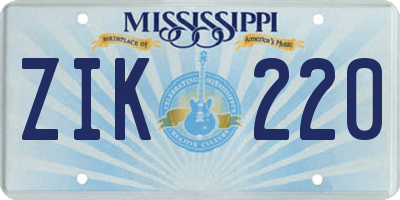 MS license plate ZIK220
