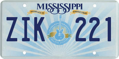 MS license plate ZIK221