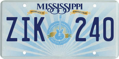 MS license plate ZIK240