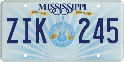 MS license plate ZIK245