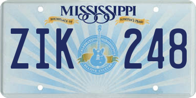 MS license plate ZIK248