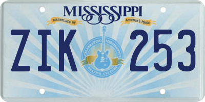 MS license plate ZIK253