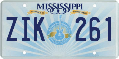 MS license plate ZIK261