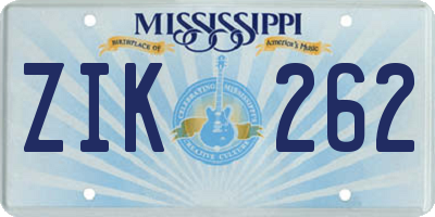 MS license plate ZIK262