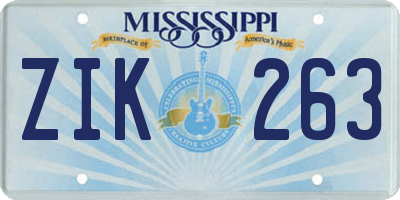 MS license plate ZIK263