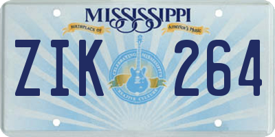 MS license plate ZIK264
