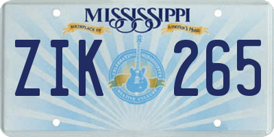 MS license plate ZIK265