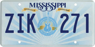 MS license plate ZIK271