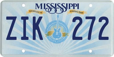 MS license plate ZIK272
