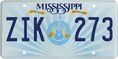 MS license plate ZIK273