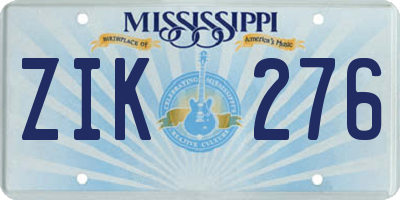 MS license plate ZIK276