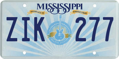 MS license plate ZIK277