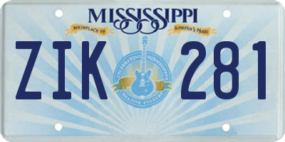 MS license plate ZIK281
