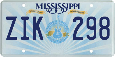 MS license plate ZIK298
