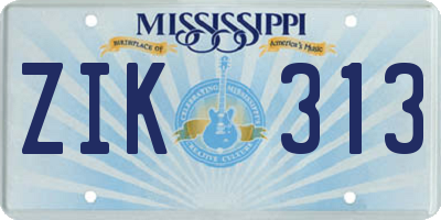 MS license plate ZIK313