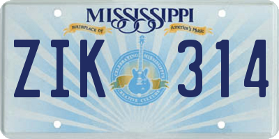 MS license plate ZIK314