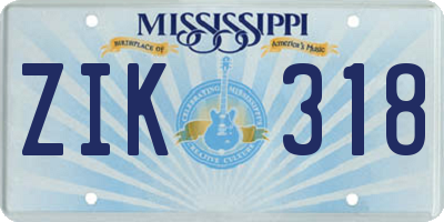 MS license plate ZIK318