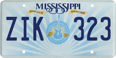MS license plate ZIK323