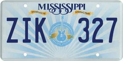 MS license plate ZIK327